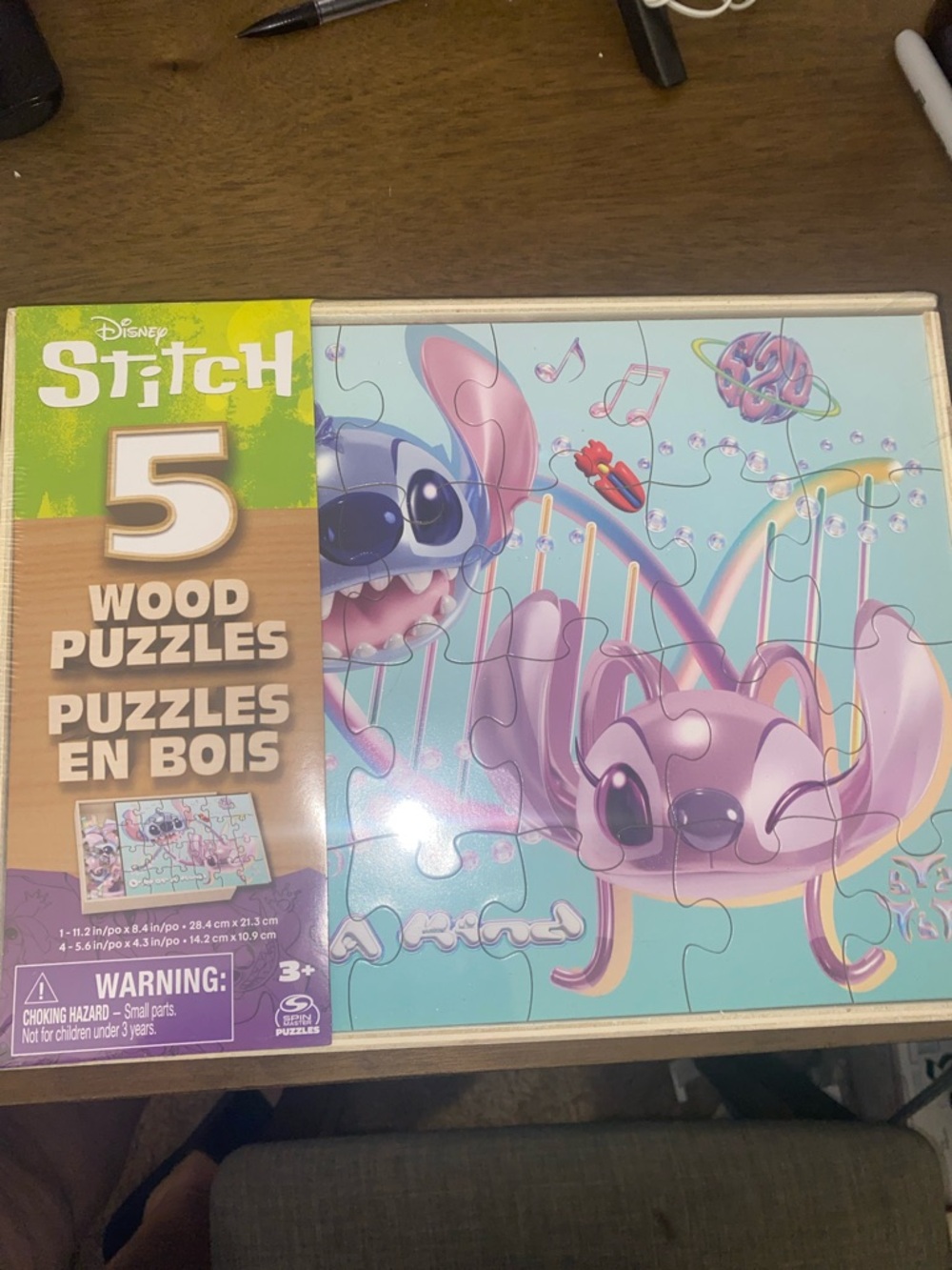 Disney Stitch Pink and Blue Wooden Puzzle Set - 5 Pack